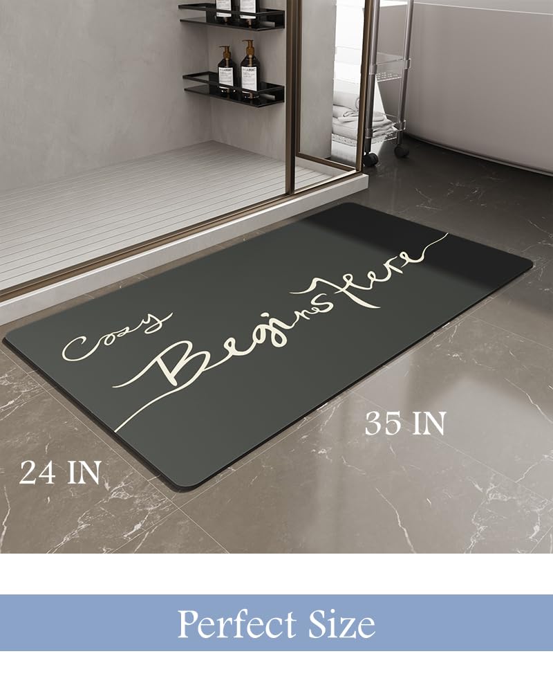 MontVoo-Bath Mat-Bathroom Mat Rug Non Slip Super Absorbent Stain Resistant Quick Dry Thin Bathroom Rug-Bath Mats for Bathroom Floor Bathtub Vanity-Bathmat Bath Rug Easy Care-17"x27" Grey