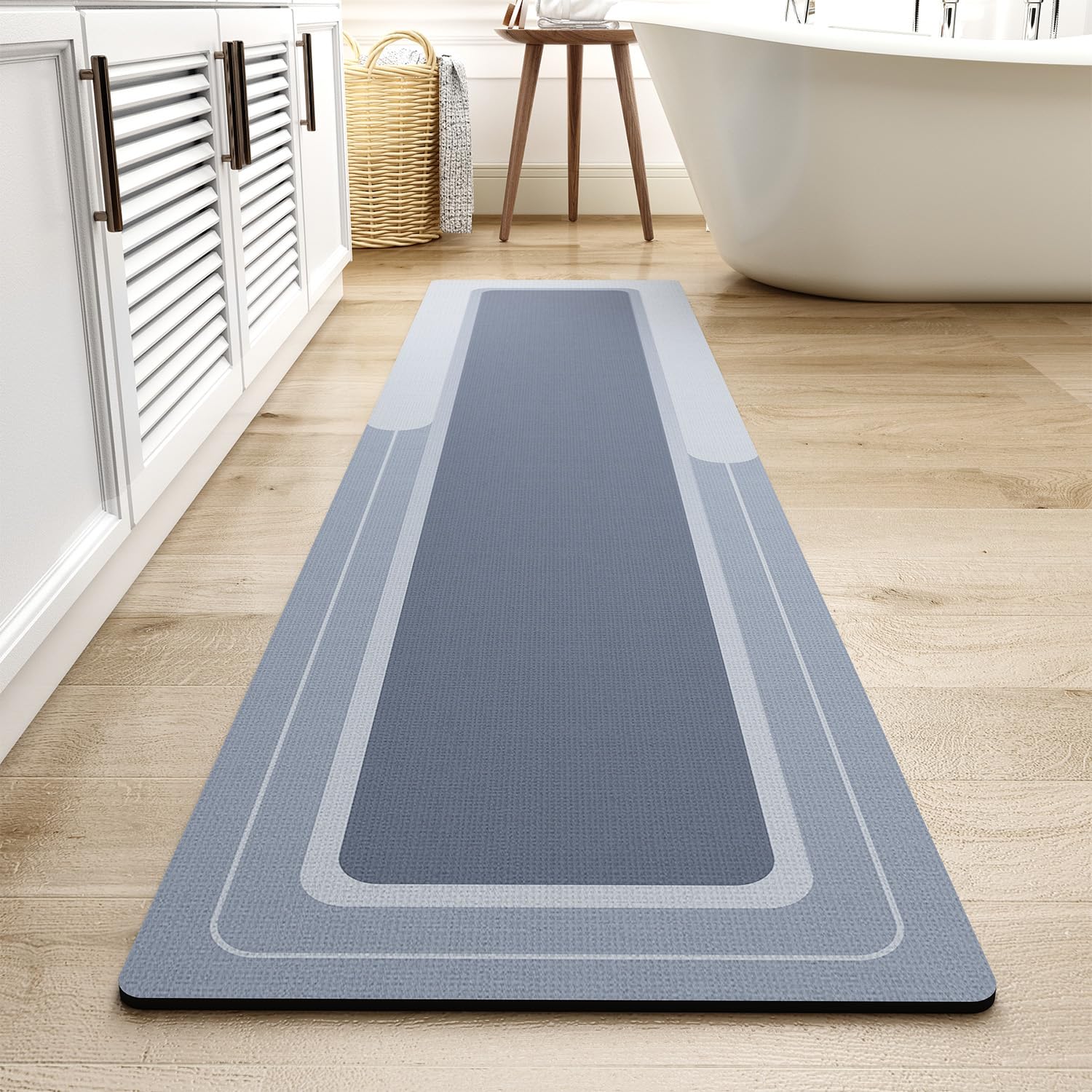 MontVoo-Bath Mat-Bathroom Mat Rug Non Slip Super Absorbent Stain Resistant Quick Dry Thin Bathroom Rug-Bath Mats for Bathroom Floor Bathtub Vanity-Bathmat Bath Rug Easy Care-17"x27" Grey
