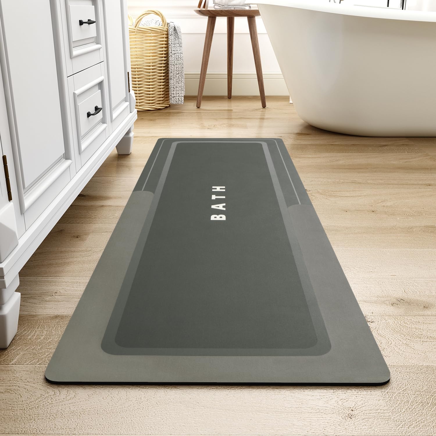 MontVoo-Bath Mat-Bathroom Mat Rug Non Slip Super Absorbent Stain Resistant Quick Dry Thin Bathroom Rug-Bath Mats for Bathroom Floor Bathtub Vanity-Bathmat Bath Rug Easy Care-17"x27" Grey