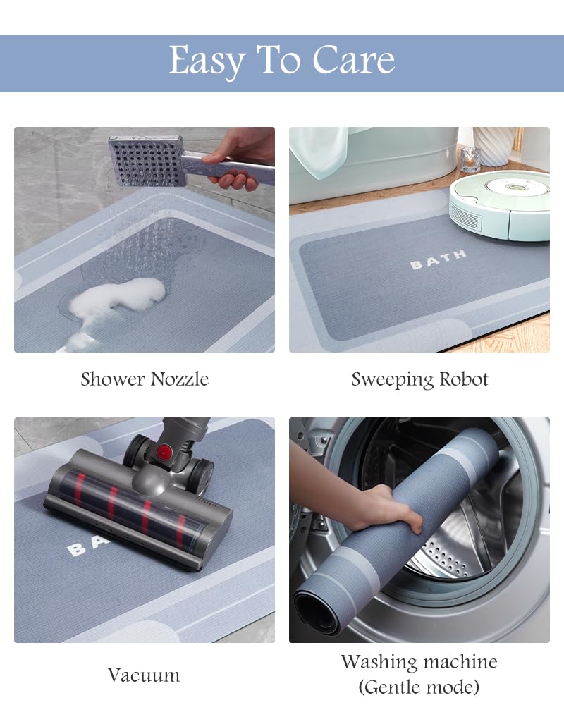 MontVoo-Bath Mat-Bathroom Mat Rug Non Slip Super Absorbent Stain Resistant Quick Dry Thin Bathroom Rug-Bath Mats for Bathroom Floor Bathtub Vanity-Bathmat Bath Rug Easy Care-17"x27" Grey