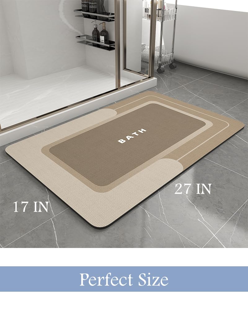 MontVoo-Bath Mat-Bathroom Mat Rug Non Slip Super Absorbent Stain Resistant Quick Dry Thin Bathroom Rug-Bath Mats for Bathroom Floor Bathtub Vanity-Bathmat Bath Rug Easy Care-17"x27" Grey