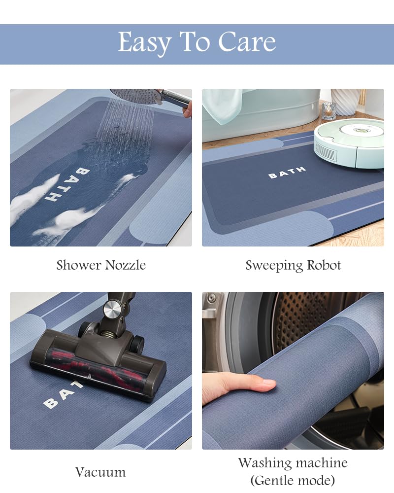 MontVoo-Bath Mat-Bathroom Mat Rug Non Slip Super Absorbent Stain Resistant Quick Dry Thin Bathroom Rug-Bath Mats for Bathroom Floor Bathtub Vanity-Bathmat Bath Rug Easy Care-17"x27" Grey