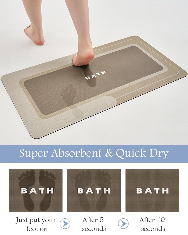 MontVoo-Bath Mat-Bathroom Mat Rug Non Slip Super Absorbent Stain Resistant Quick Dry Thin Bathroom Rug-Bath Mats for Bathroom Floor Bathtub Vanity-Bathmat Bath Rug Easy Care-17"x27" Grey