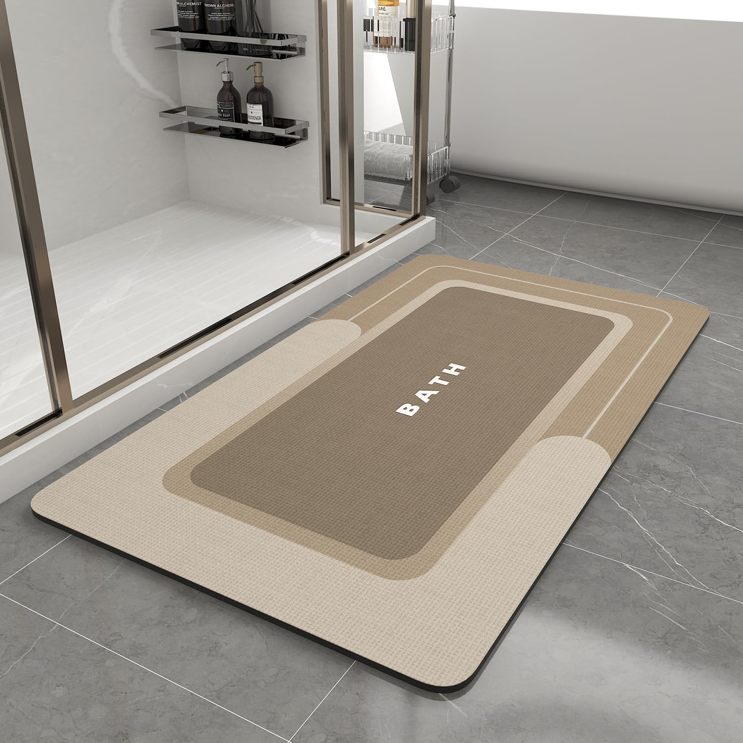 MontVoo-Bath Mat-Bathroom Mat Rug Non Slip Super Absorbent Stain Resistant Quick Dry Thin Bathroom Rug-Bath Mats for Bathroom Floor Bathtub Vanity-Bathmat Bath Rug Easy Care-17"x27" Grey