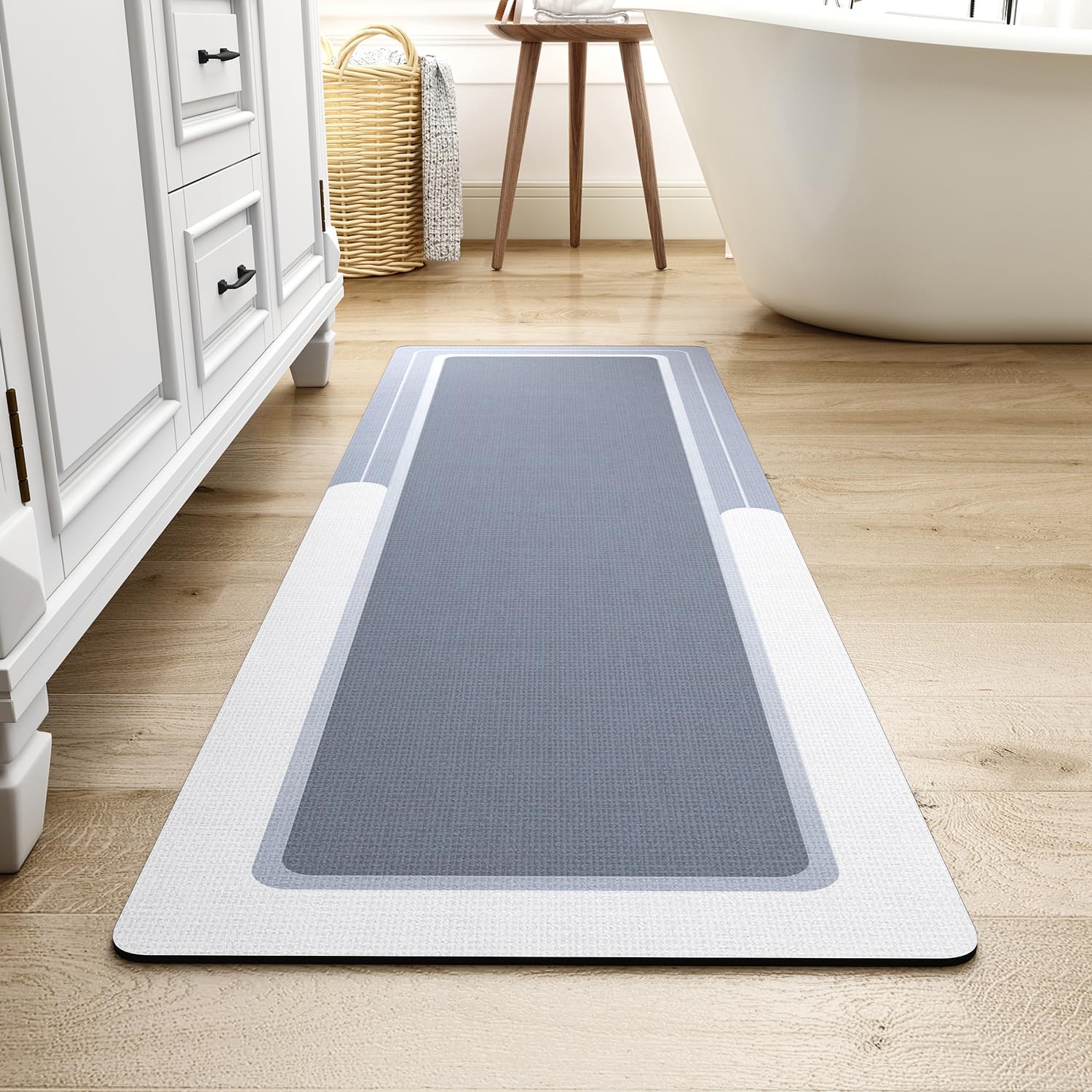 MontVoo-Bath Mat-Bathroom Mat Rug Non Slip Super Absorbent Stain Resistant Quick Dry Thin Bathroom Rug-Bath Mats for Bathroom Floor Bathtub Vanity-Bathmat Bath Rug Easy Care-17"x27" Grey