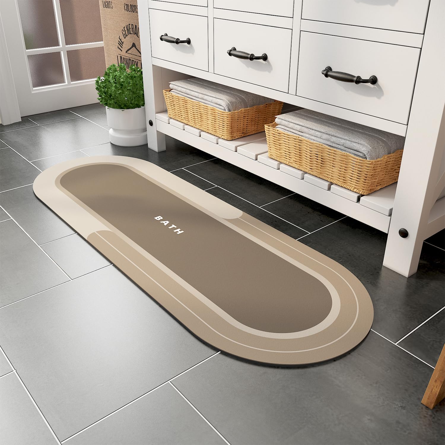 MontVoo Bath Mat - Non Slip, Quick Dry, Stain Resistant Bath Mat Rug for Bathroom Floor - Easy Care Shower Rug for Outside Bathtub - 17"x27" Darkgrey