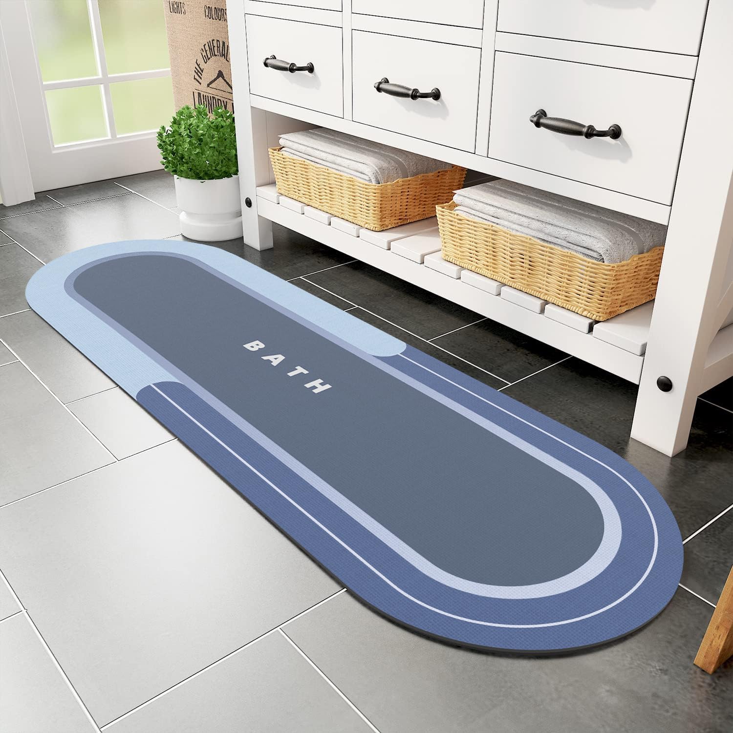 MontVoo Bath Mat - Non Slip, Quick Dry, Stain Resistant Bath Mat Rug for Bathroom Floor - Easy Care Shower Rug for Outside Bathtub - 17"x27" Darkgrey