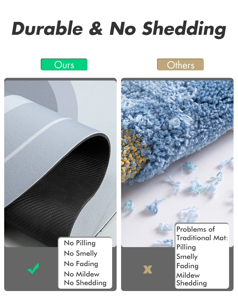 MontVoo Bath Mat - Non Slip, Quick Dry, Stain Resistant Bath Mat Rug for Bathroom Floor - Easy Care Shower Rug for Outside Bathtub - 17"x27" Darkgrey