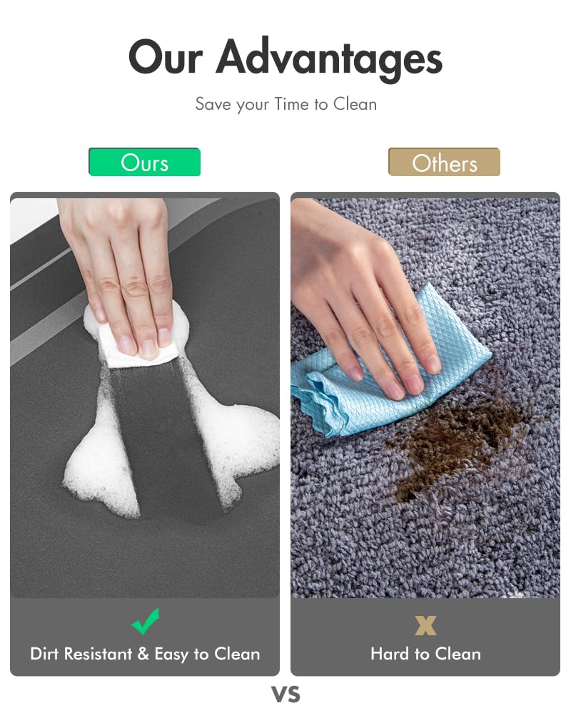 MontVoo Bath Mat - Non Slip, Quick Dry, Stain Resistant Bath Mat Rug for Bathroom Floor - Easy Care Shower Rug for Outside Bathtub - 17"x27" Darkgrey