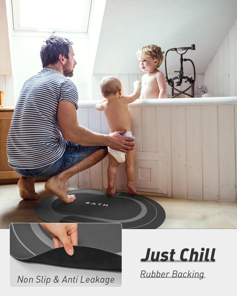 MontVoo Bath Mat - Non Slip, Quick Dry, Stain Resistant Bath Mat Rug for Bathroom Floor - Easy Care Shower Rug for Outside Bathtub - 17"x27" Darkgrey