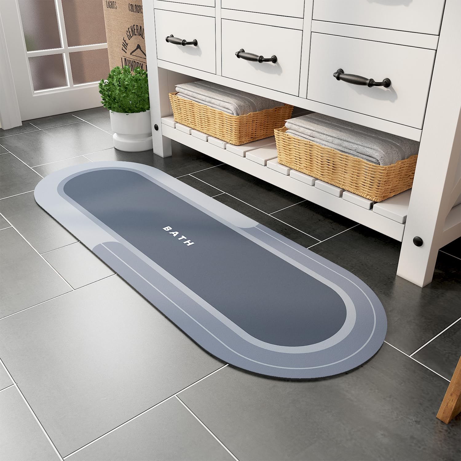 MontVoo Bath Mat - Non Slip, Quick Dry, Stain Resistant Bath Mat Rug for Bathroom Floor - Easy Care Shower Rug for Outside Bathtub - 17"x27" Darkgrey