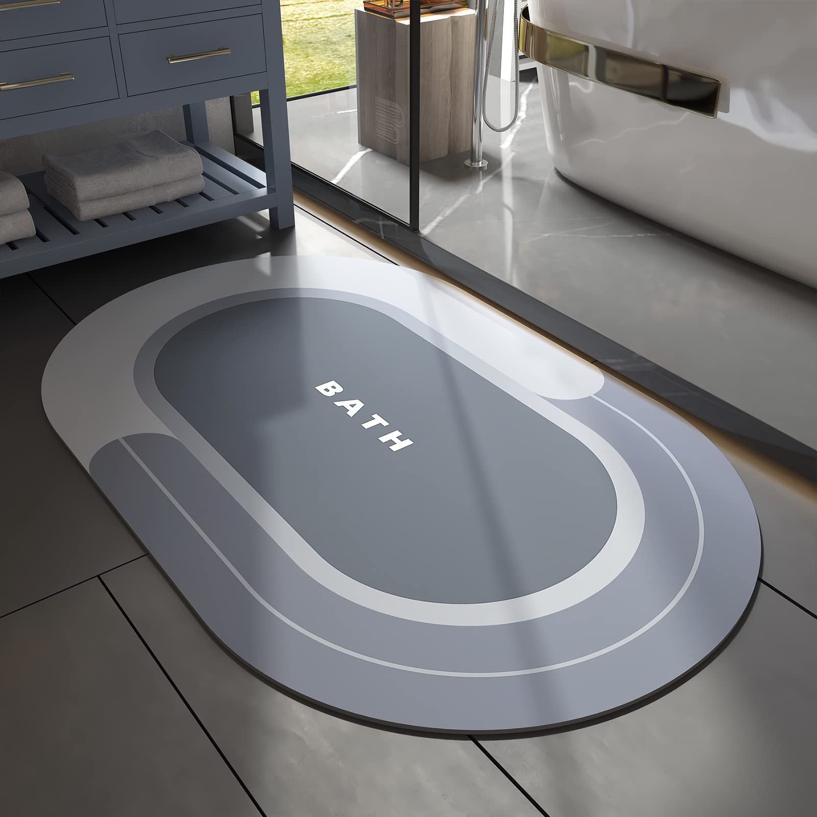 MontVoo Bath Mat - Non Slip, Quick Dry, Stain Resistant Bath Mat Rug for Bathroom Floor - Easy Care Shower Rug for Outside Bathtub - 17"x27" Darkgrey