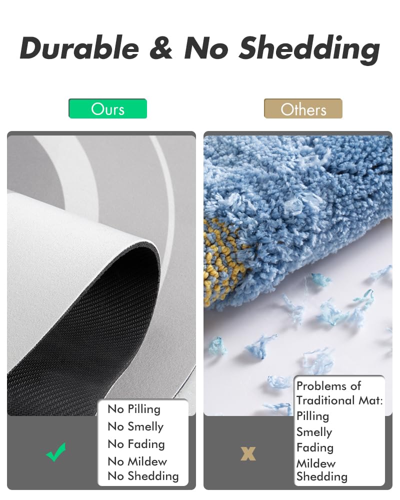 MontVoo Bath Mat - Non Slip, Quick Dry, Stain Resistant Bath Mat Rug for Bathroom Floor - Easy Care Shower Rug for Outside Bathtub - 17"x27" Darkgrey