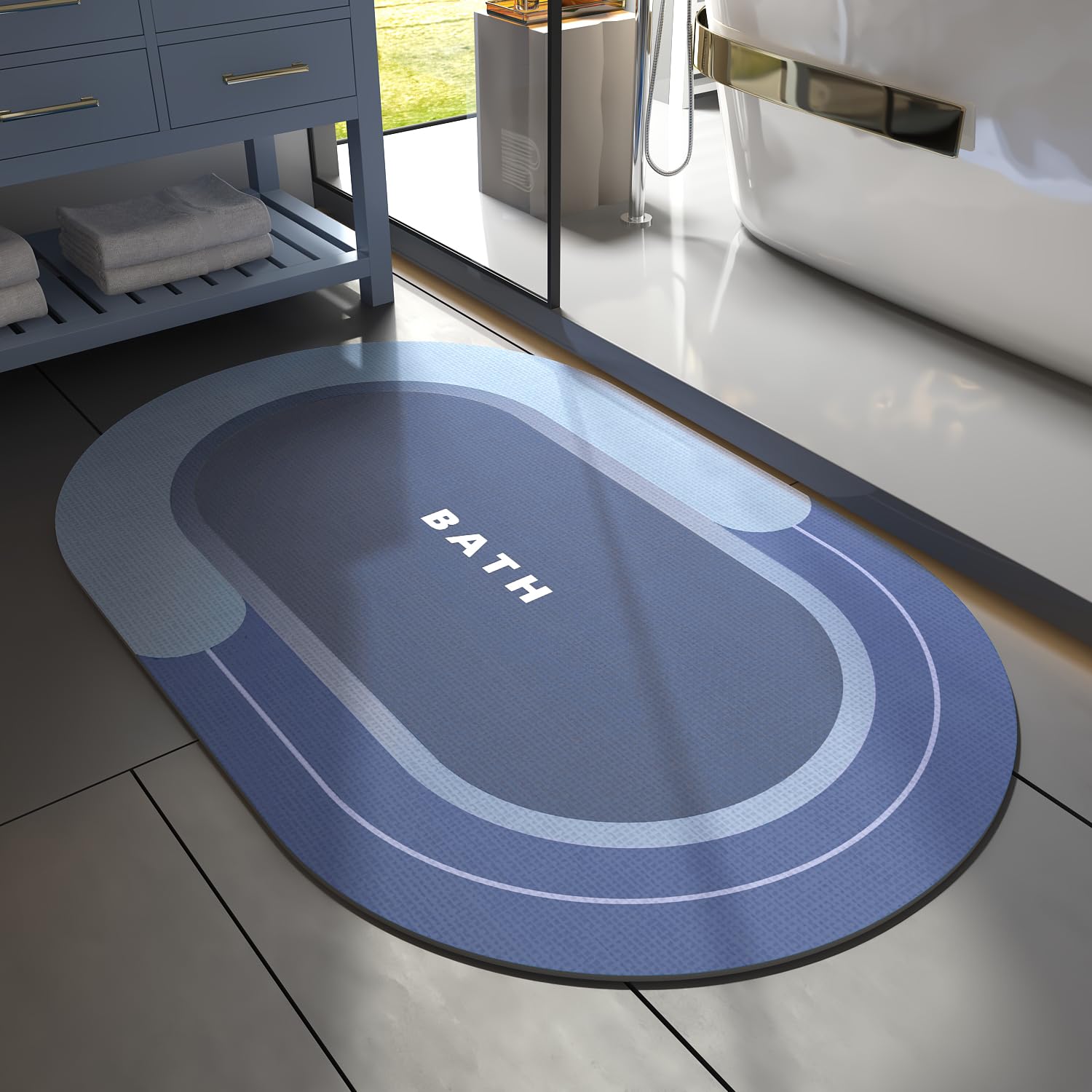 MontVoo Bath Mat - Non Slip, Quick Dry, Stain Resistant Bath Mat Rug for Bathroom Floor - Easy Care Shower Rug for Outside Bathtub - 17"x27" Darkgrey