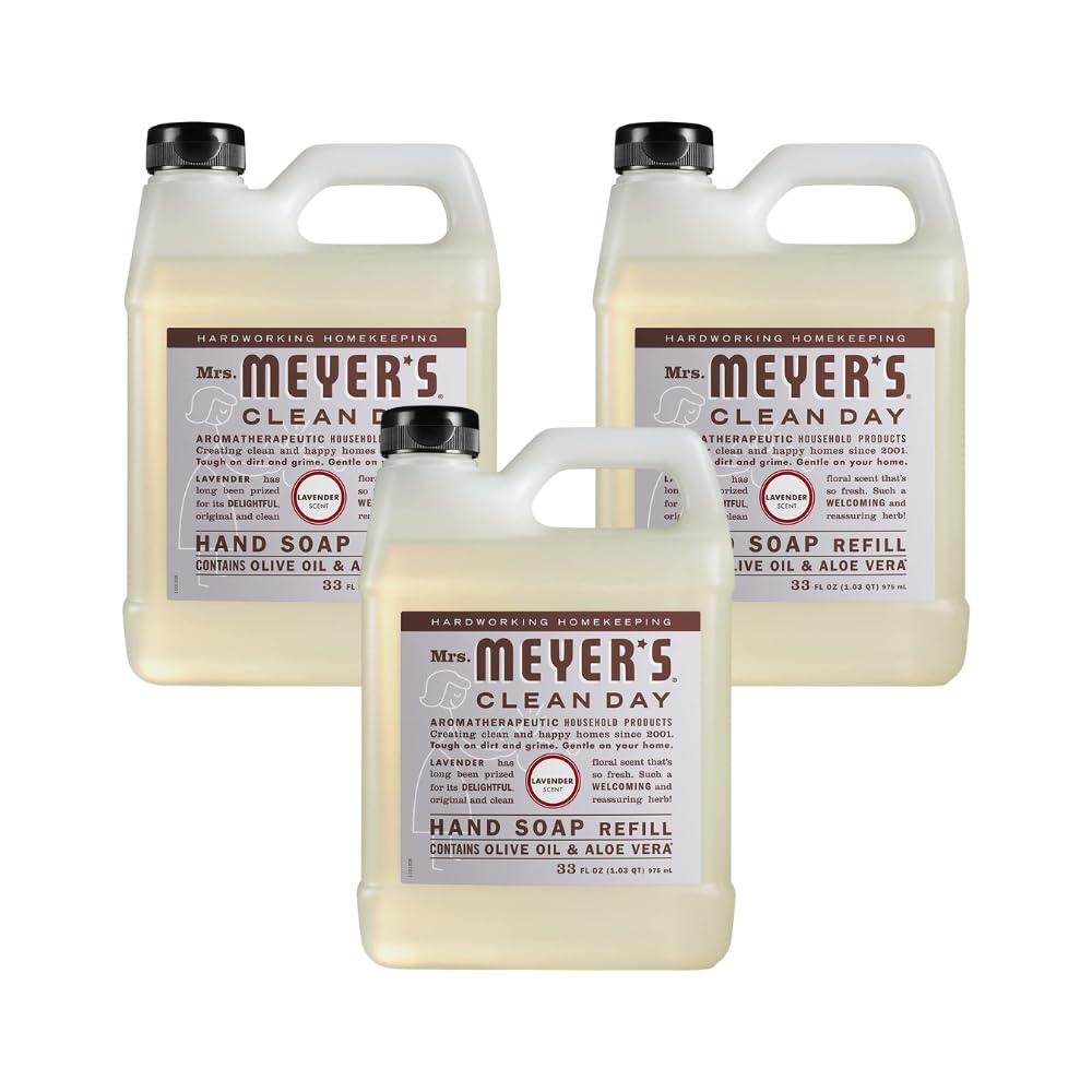 MRS. MEYER'S CLEAN DAY Liquid Hand Soap Refill, Cruelty Free and Biodegradable Formula, Lavender Scent, 33 Fl Oz (Pack of 1)