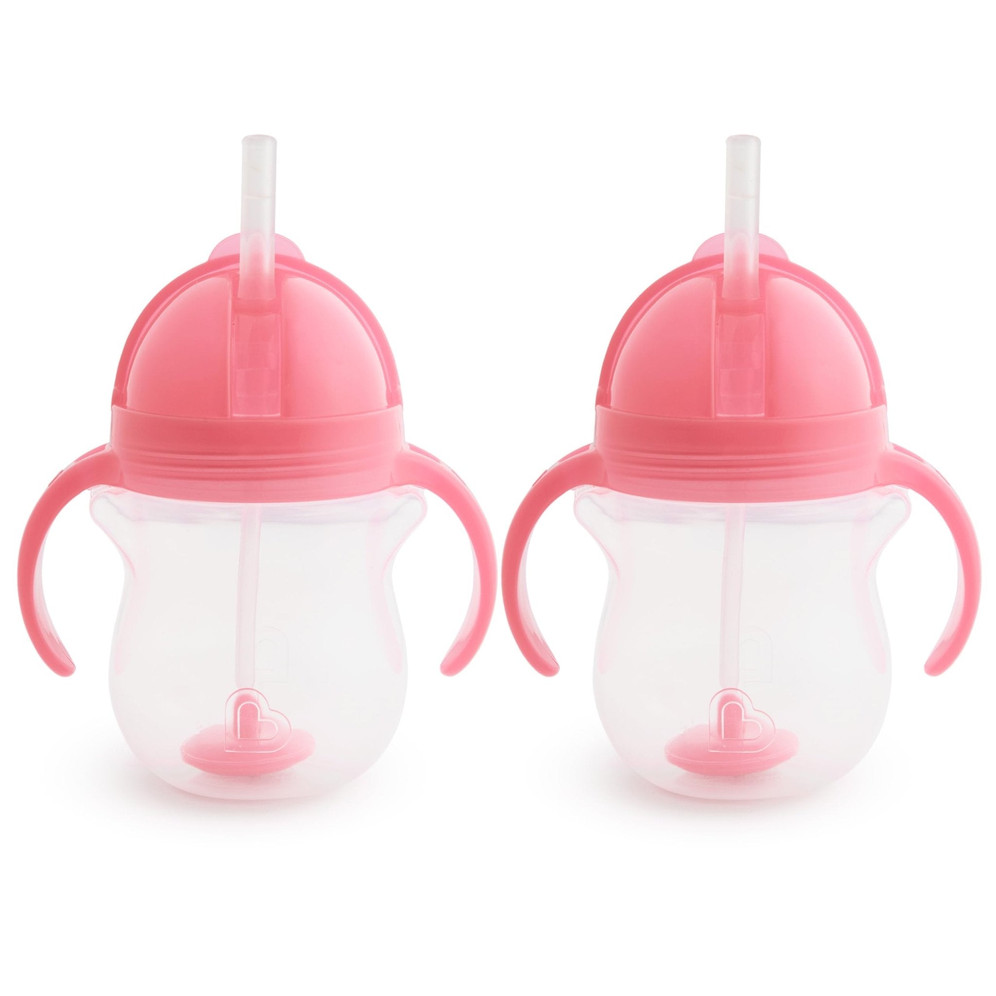 Munchkin Any Angle Sippy Cups for Toddlers, Spill Proof Weighted Straw Cup with Transition Handles for Babies 6 Months and Up, 2 Pack, Blue/Green