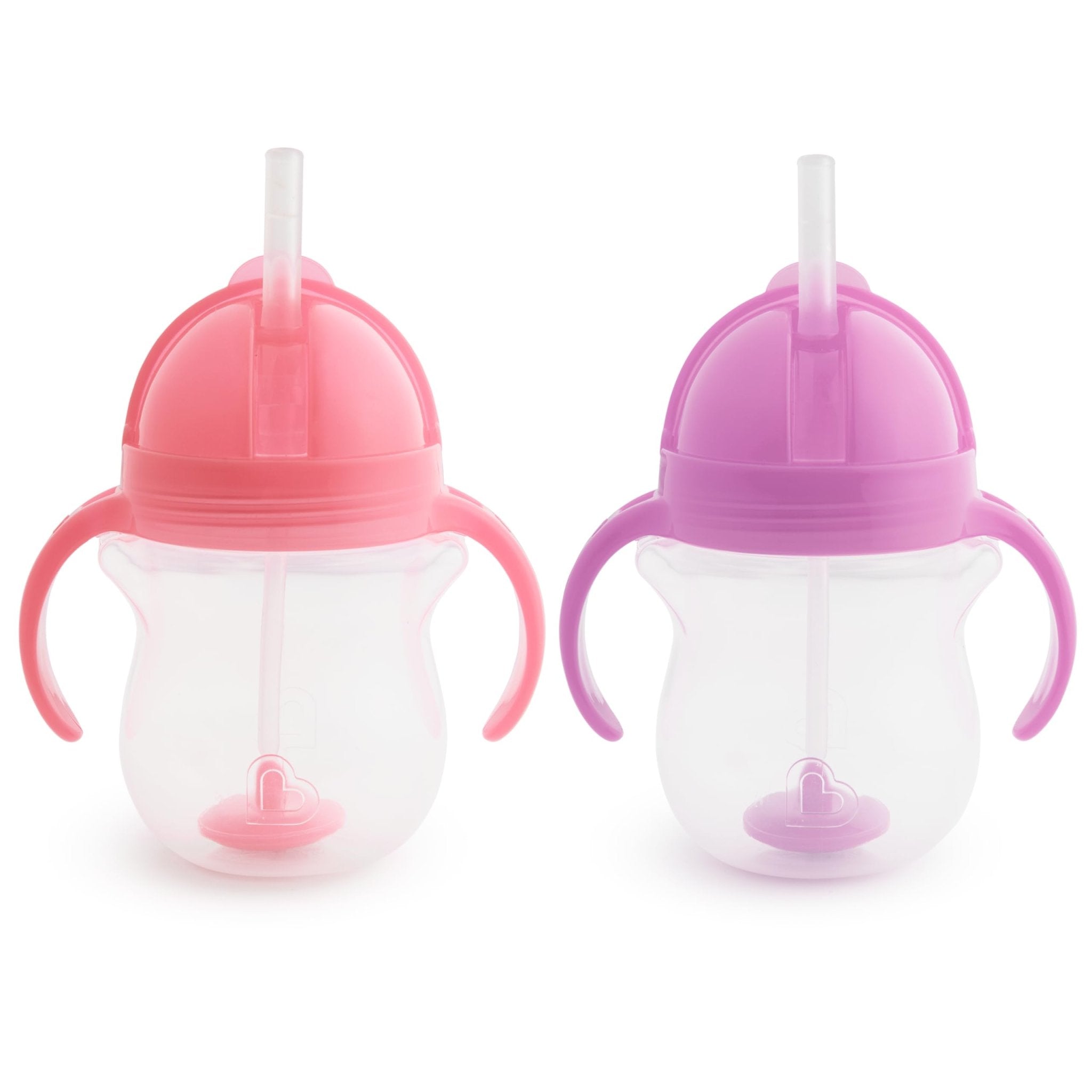 Munchkin Any Angle Sippy Cups for Toddlers, Spill Proof Weighted Straw Cup with Transition Handles for Babies 6 Months and Up, 2 Pack, Blue/Green