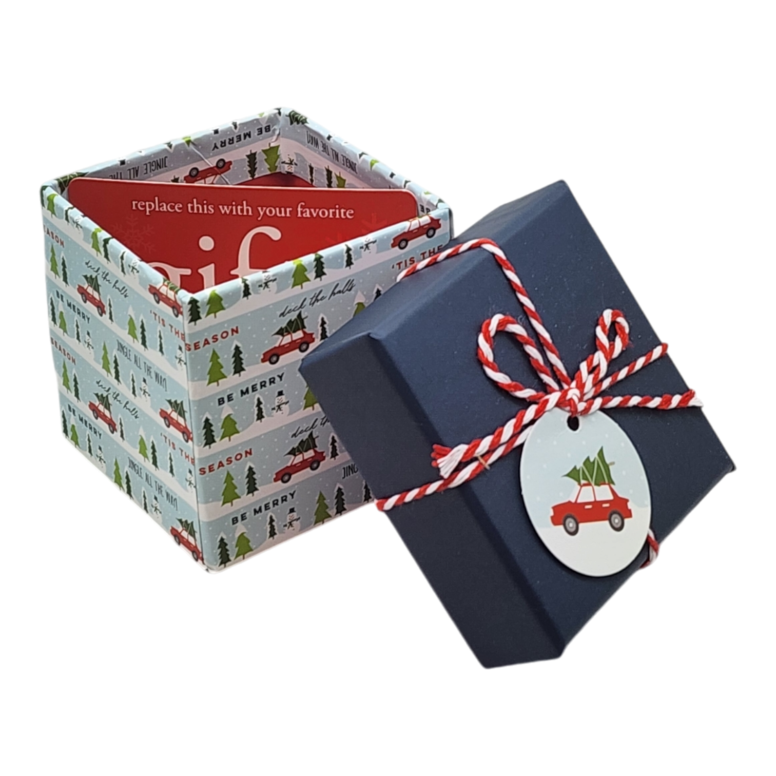 Gift Box Cube for Gift Cards - 3" x 3" -  Bringing Home the Tree