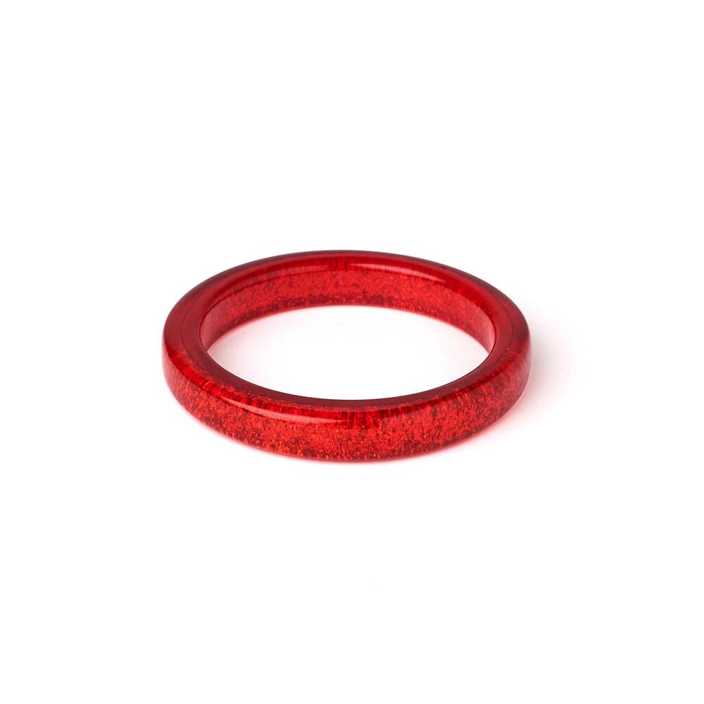 Narrow Red Glitter Medium Bangle by Splendette