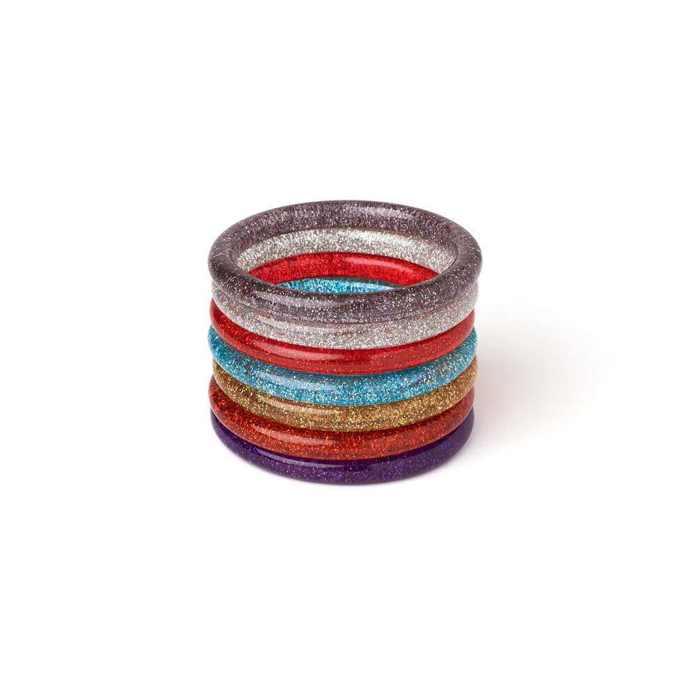Narrow Silver Glitter Medium Bangle by Splendette