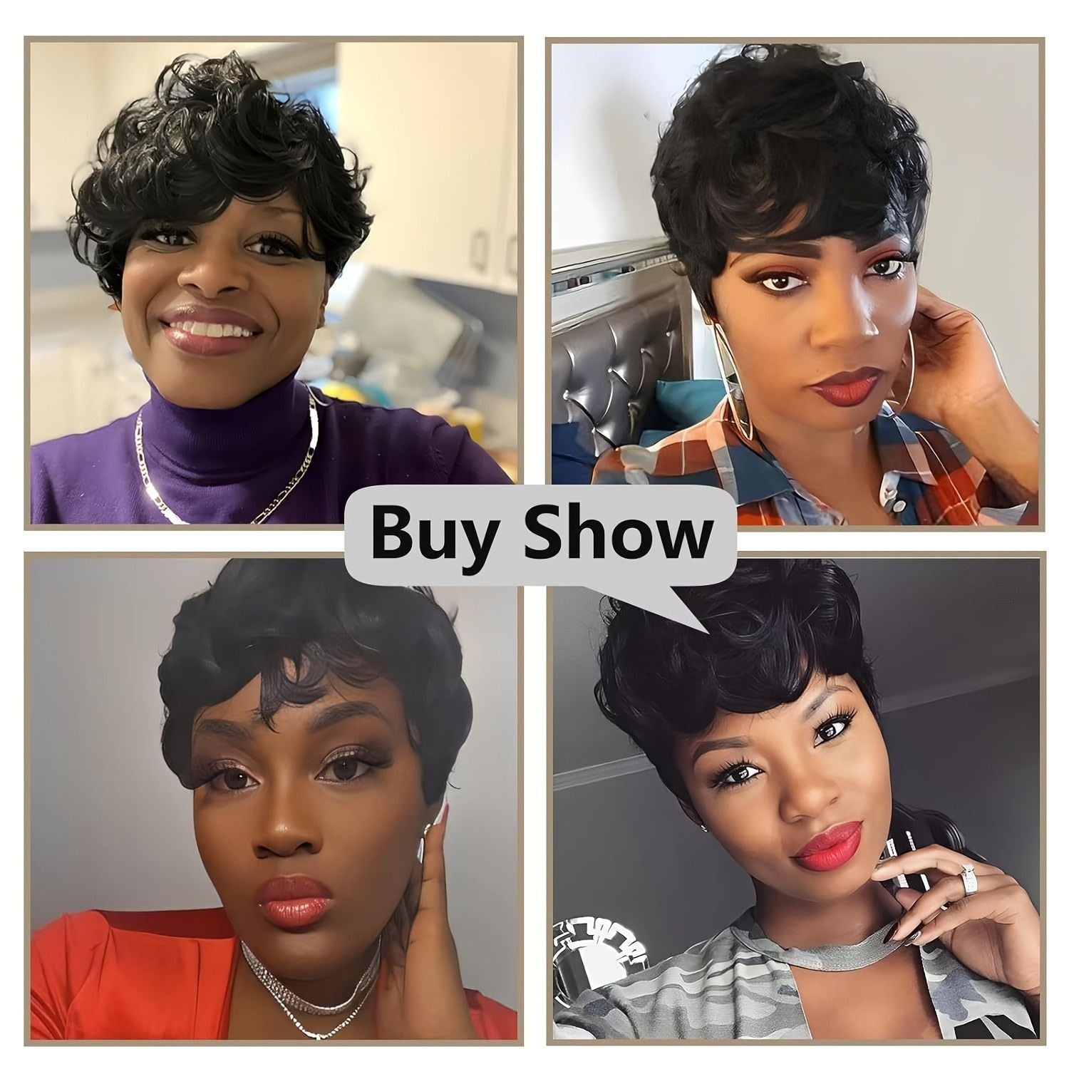 Natural Black Short Pixie Cut Wigs For Black Women Curly Hair Wigs Replacement Short Black Layered Pixie Wigs With Bangs Wigs For Black Women (Natural Black)