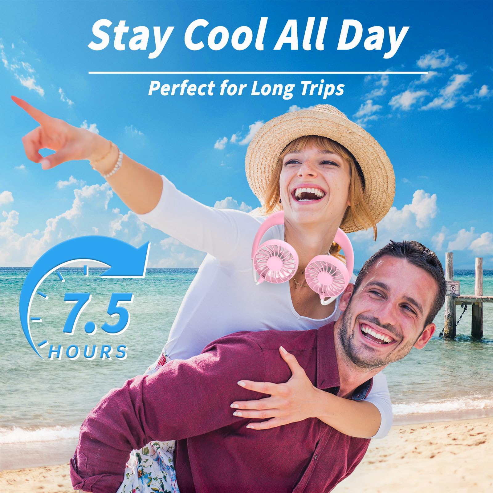 Neck Fan Portable Rechargeable: Personal Cooling Wearable Fan Around your Neck that Blow Cold Air for Men Women - Usb Should Fan Battery Operated for Travel and Outdoor Sports