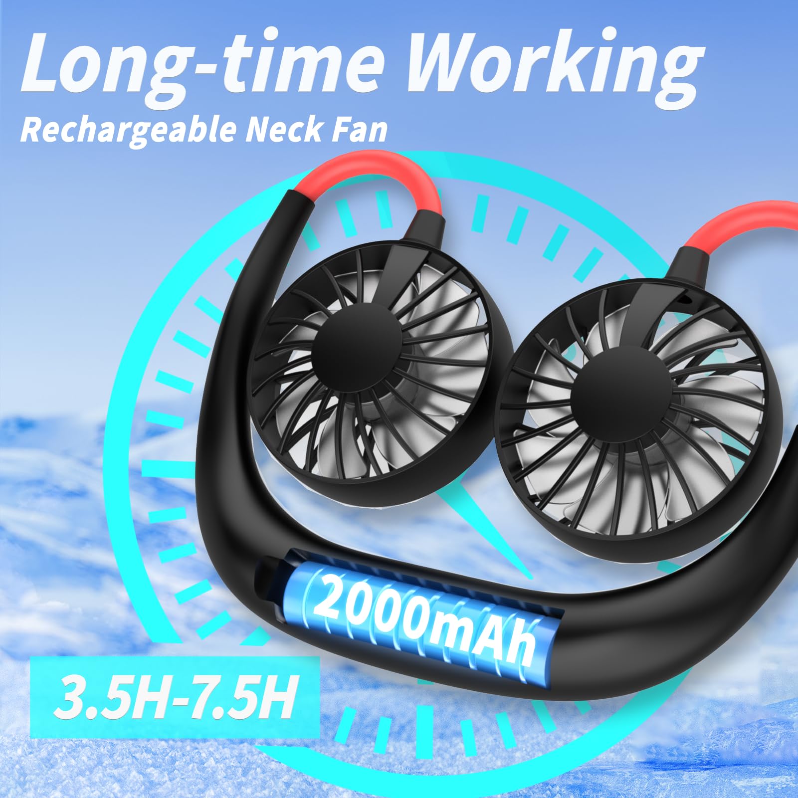 Neck Fan Portable Rechargeable: Personal Cooling Wearable Fan Around your Neck that Blow Cold Air for Men Women - Usb Should Fan Battery Operated for Travel and Outdoor Sports