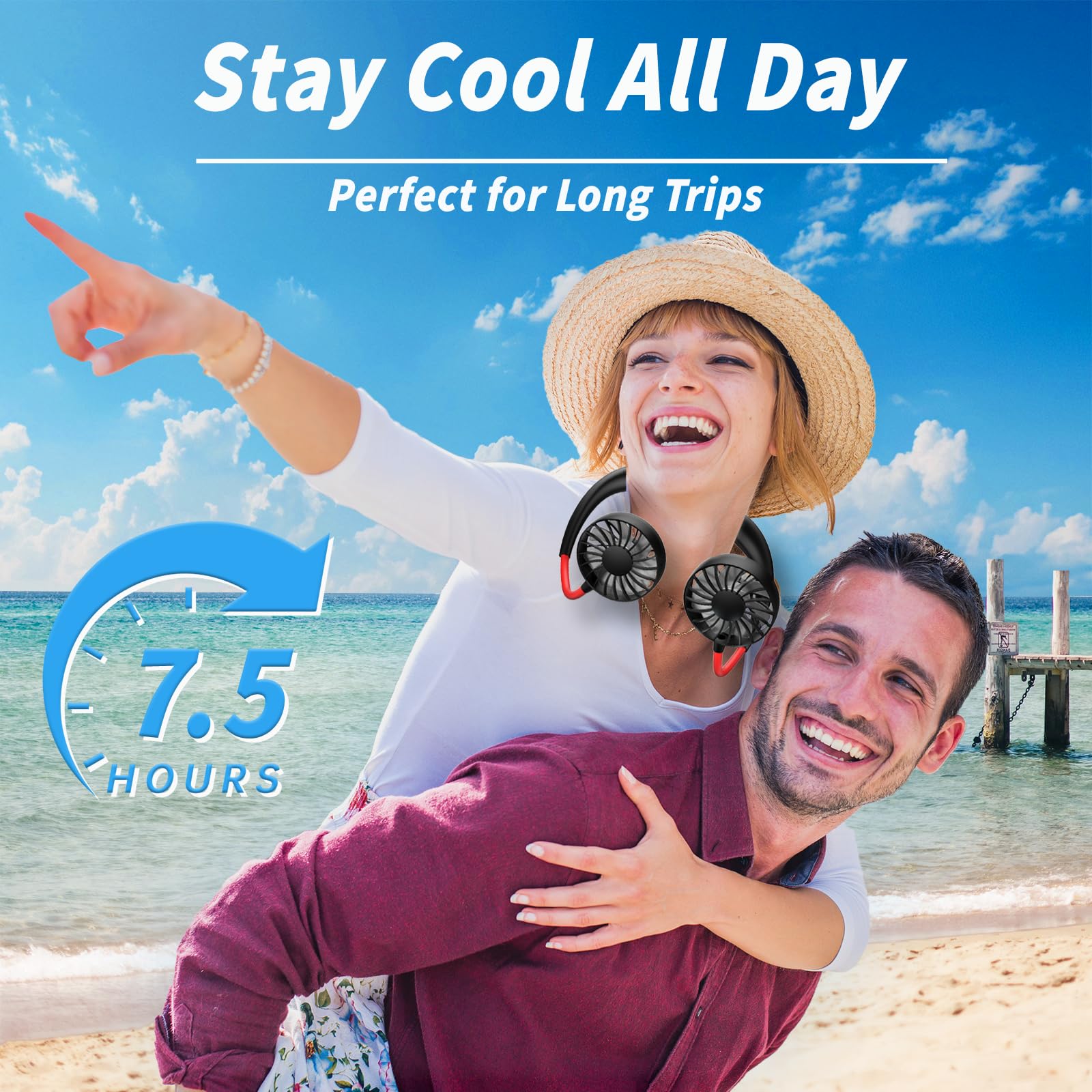 Neck Fan Portable Rechargeable: Personal Cooling Wearable Fan Around your Neck that Blow Cold Air for Men Women - Usb Should Fan Battery Operated for Travel and Outdoor Sports