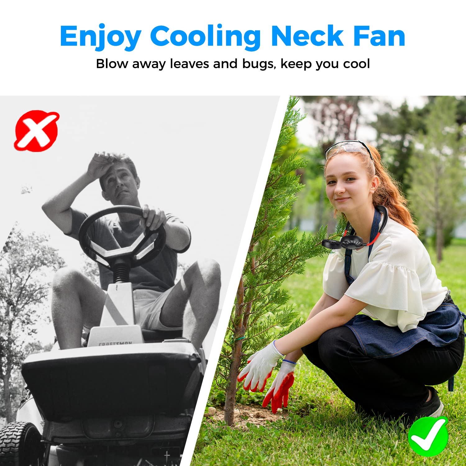 Neck Fan Portable Rechargeable: Personal Cooling Wearable Fan Around your Neck that Blow Cold Air for Men Women - Usb Should Fan Battery Operated for Travel and Outdoor Sports
