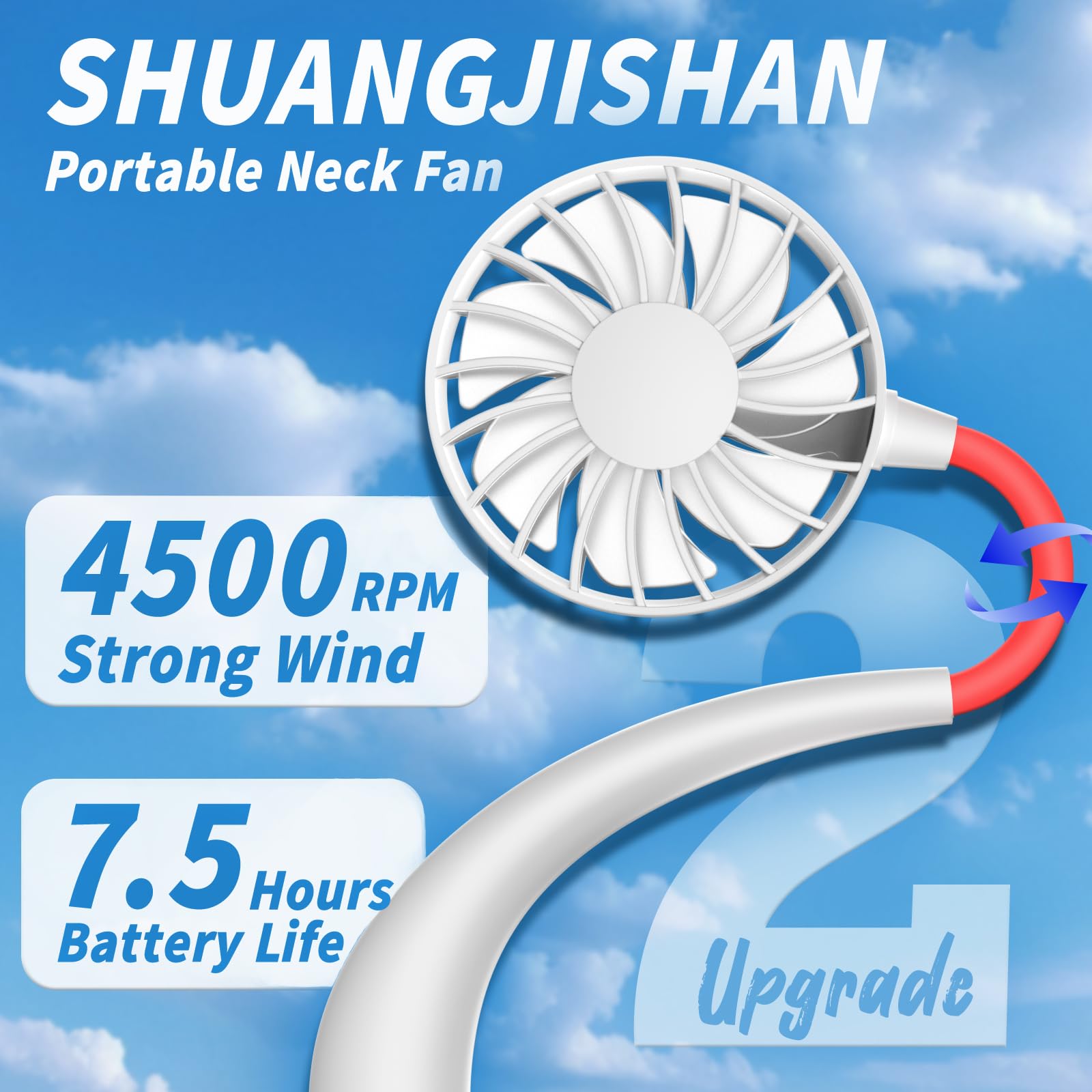 Neck Fan Portable Rechargeable: Personal Cooling Wearable Fan Around your Neck that Blow Cold Air for Men Women - Usb Should Fan Battery Operated for Travel and Outdoor Sports