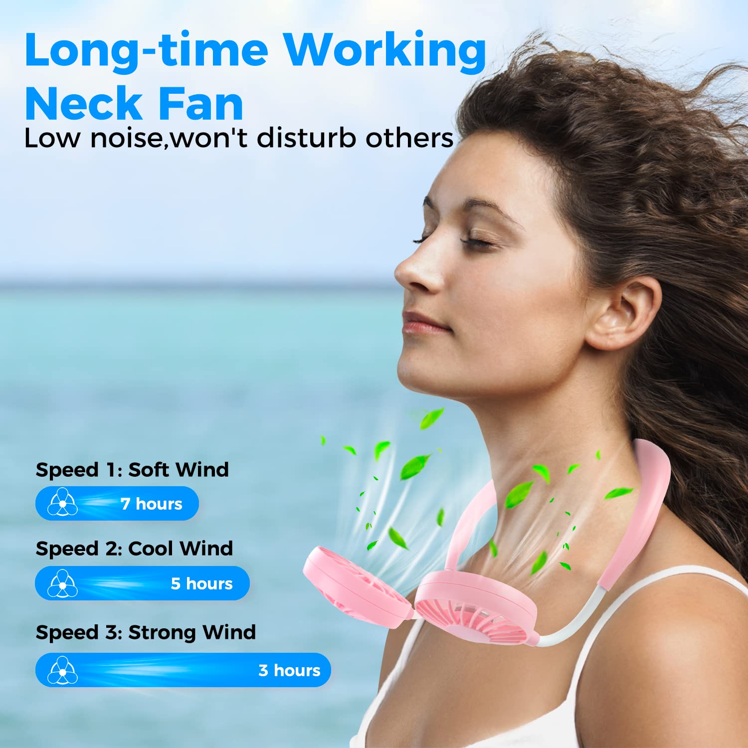 Neck Fan Portable Rechargeable: Personal Cooling Wearable Fan Around your Neck that Blow Cold Air for Men Women - Usb Should Fan Battery Operated for Travel and Outdoor Sports