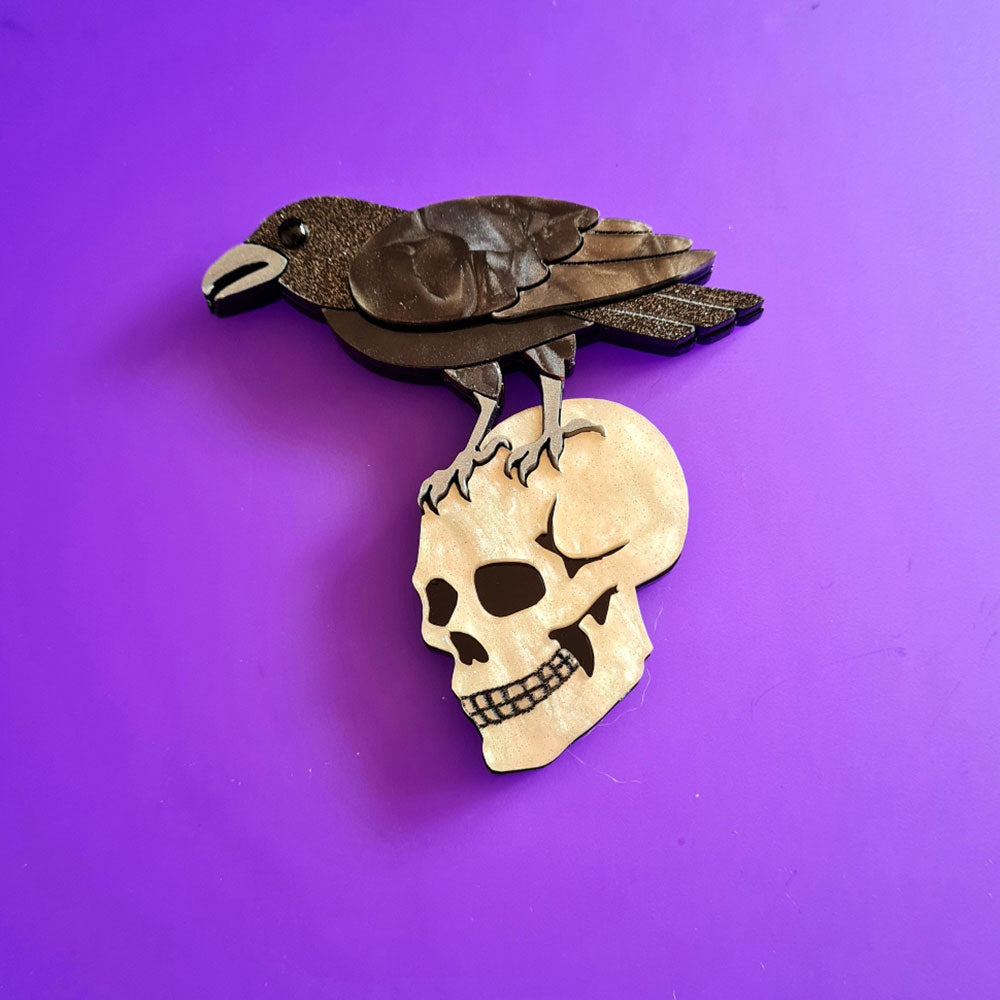 Nevermore Raven Brooch by Cherryloco