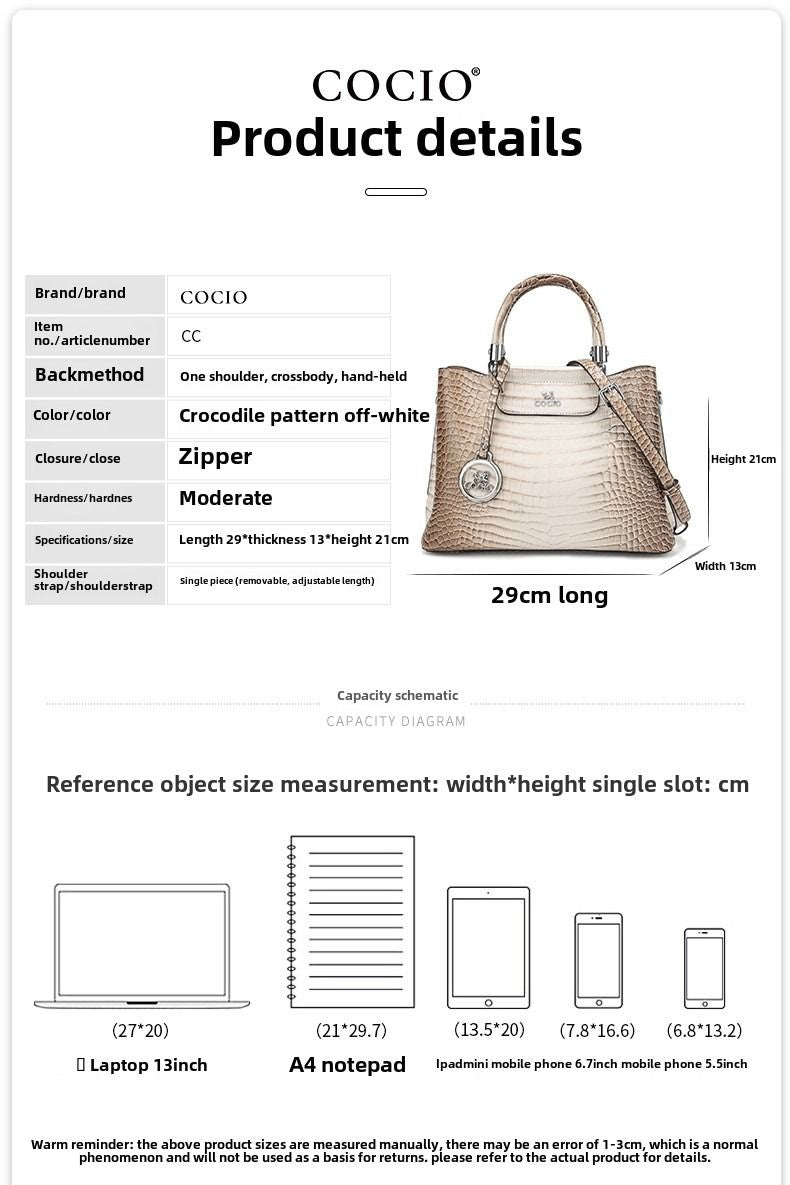 New Himalayan White Handbag Premium Texture Crocodile Cross Border Women's Bag Multi Compartment Women's Bag