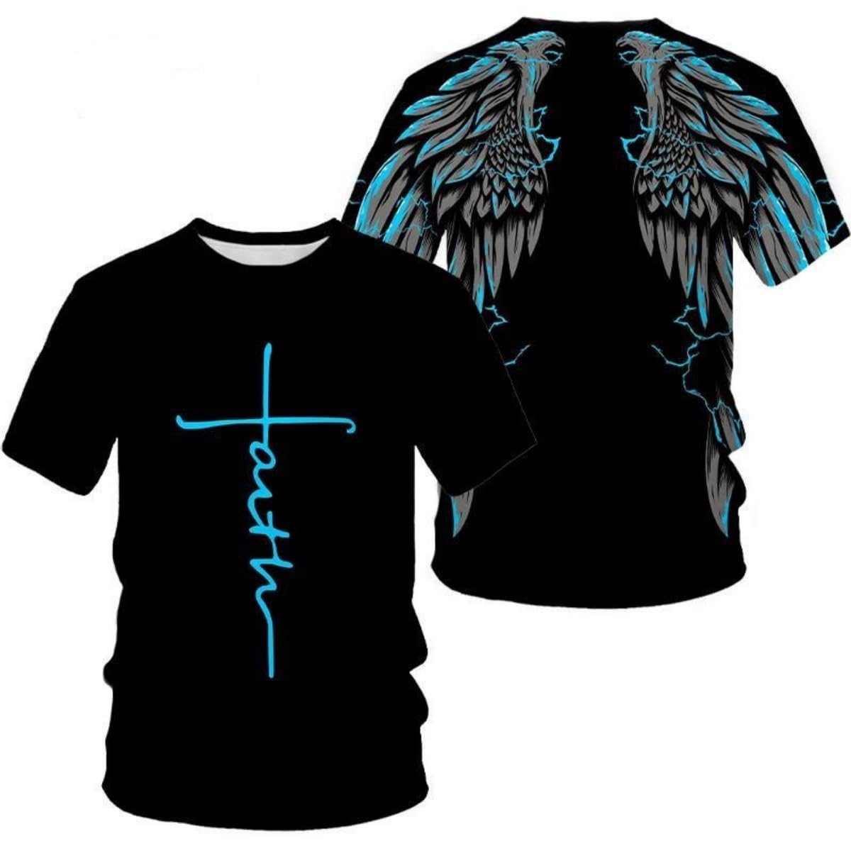 New Men's T-Shirts Interesting Angel Wings 3D Printed Casual Short-Sleeved T-Shirts