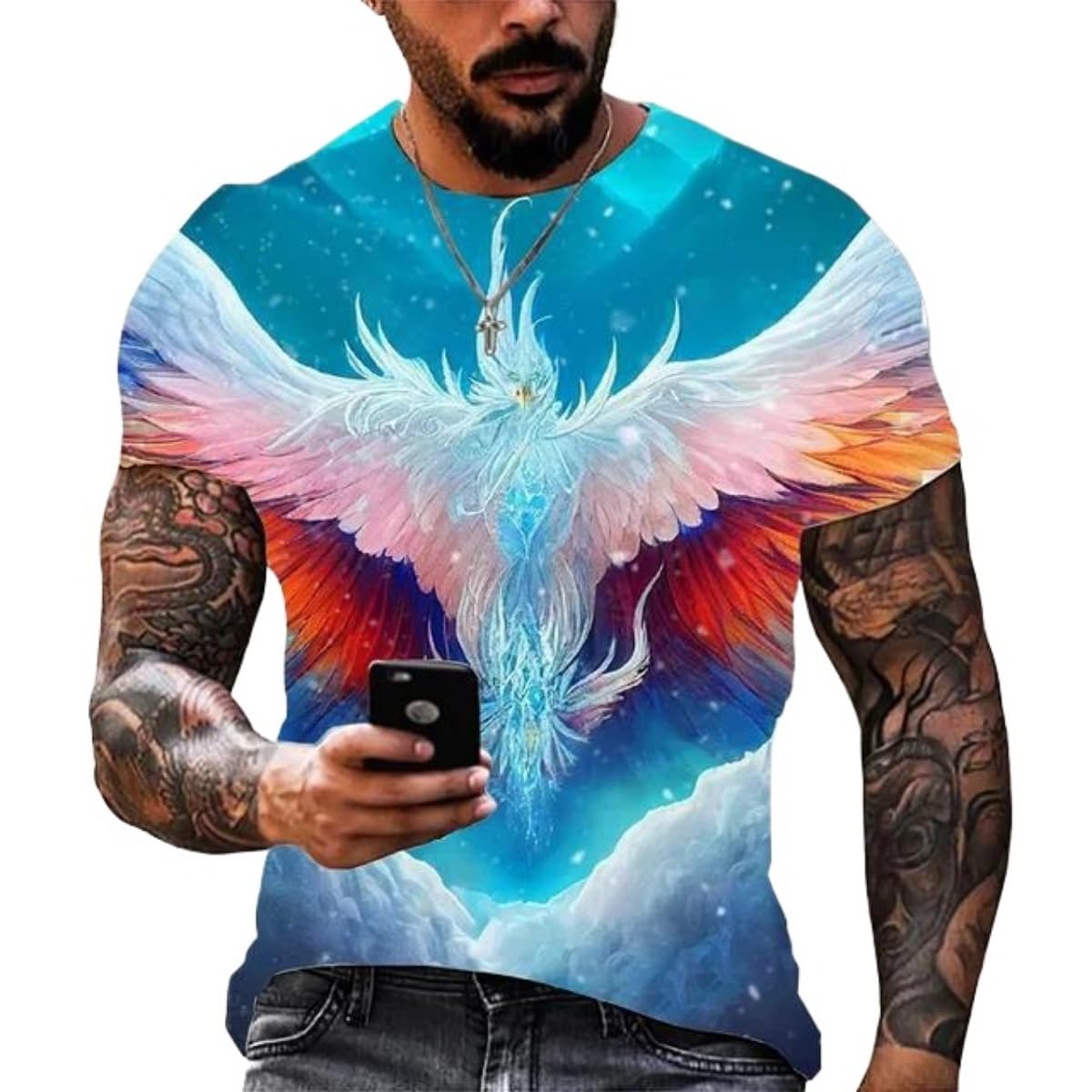New Phoenix 3D Printing Men's Casual Short-Sleeved T-Shirt
