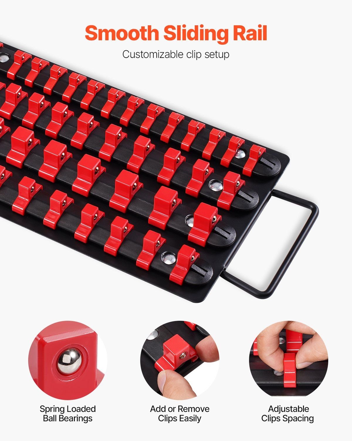 Newly Upgraded! Portable Socket Organizer Set 2PCS 160 Clips Steel Socket Tray Metric/SAE