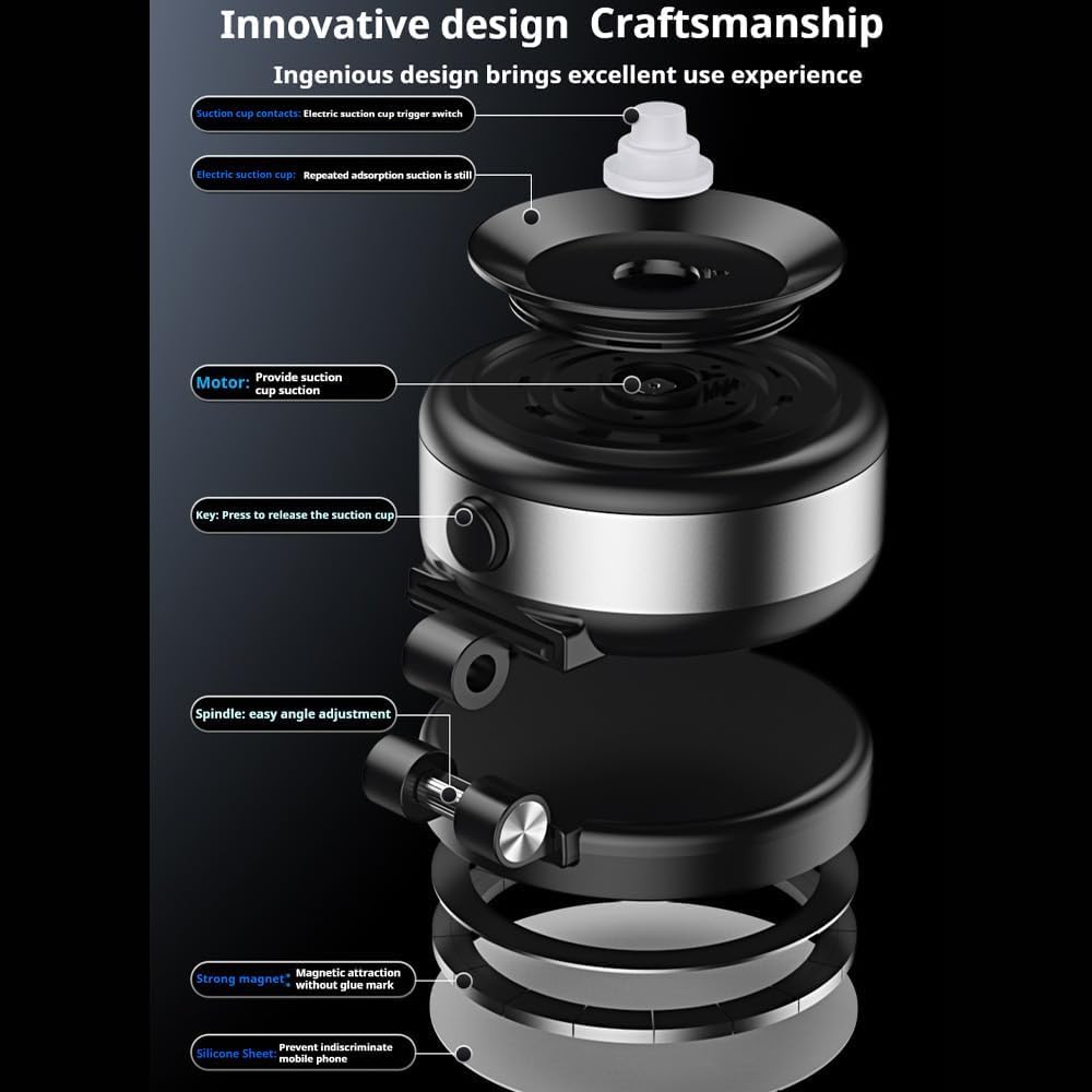 Nixive Phone Holder, Maggripn Go 360 Phone Holder, Maggripn'go 360, Nixivie Magnet PhoneHolder, Nixove PhoneHolder, 360 Adjustable Electric Vacuum Magnetic Suction Cup PhoneMount, 2.0 (1)