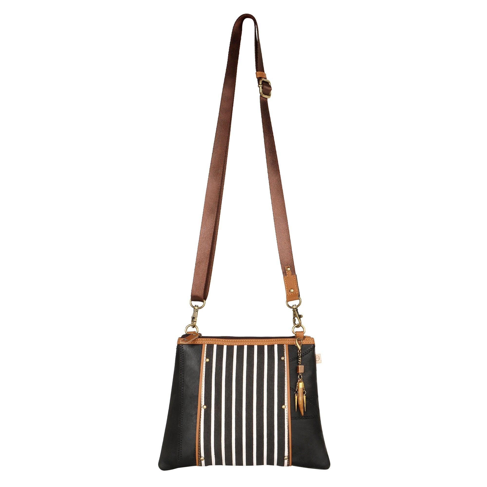 Noa Angled Crossbody Bag - Striped
