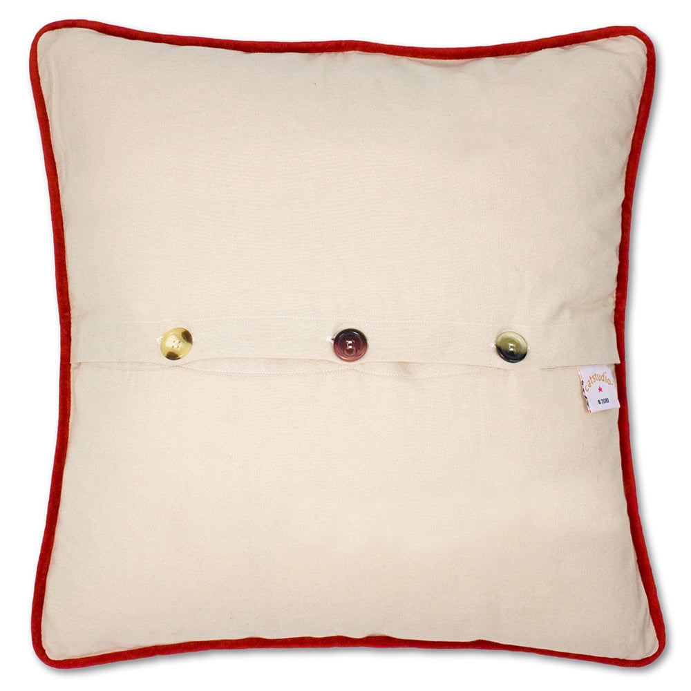 North Pole City Hand-Embroidered Pillow by Cat Studio