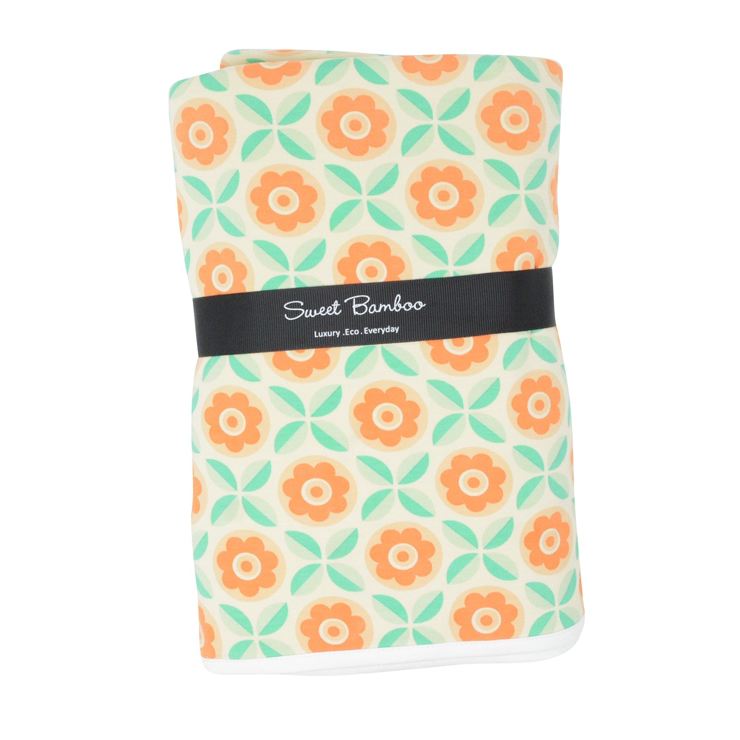 Big Kid Blanket - Geo Flower Peach/Gingham Orange