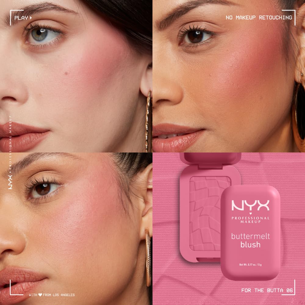 NYX PROFESSIONAL MAKEUP Buttermelt Powder Blush, Fade and Transfer-Resistant Blush, Up to 12HR Make Up Wear, Vegan Formula - Butta Together