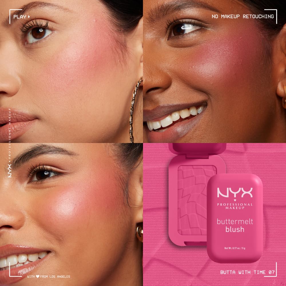 NYX PROFESSIONAL MAKEUP Buttermelt Powder Blush, Fade and Transfer-Resistant Blush, Up to 12HR Make Up Wear, Vegan Formula - Butta Together