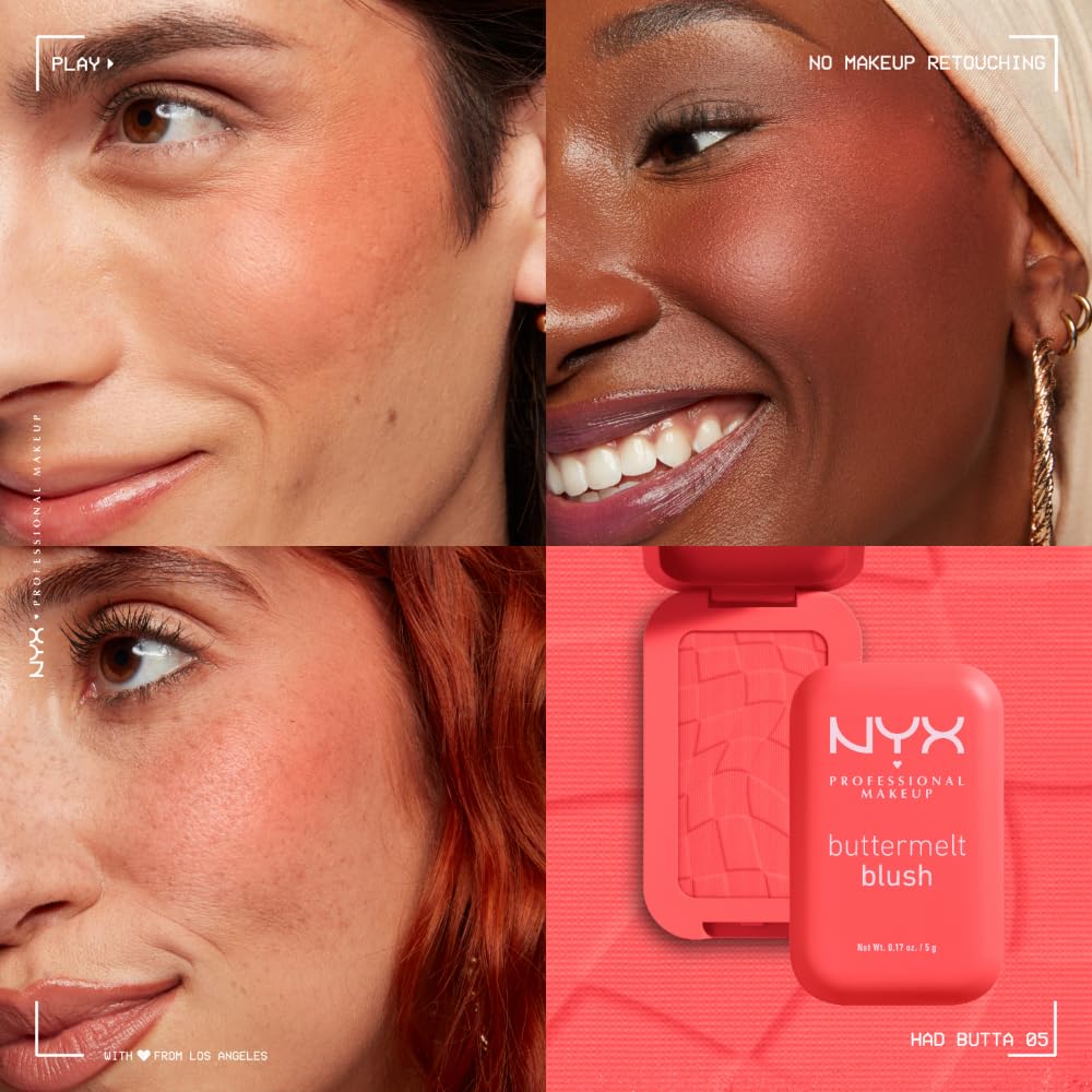 NYX PROFESSIONAL MAKEUP Buttermelt Powder Blush, Fade and Transfer-Resistant Blush, Up to 12HR Make Up Wear, Vegan Formula - Butta Together