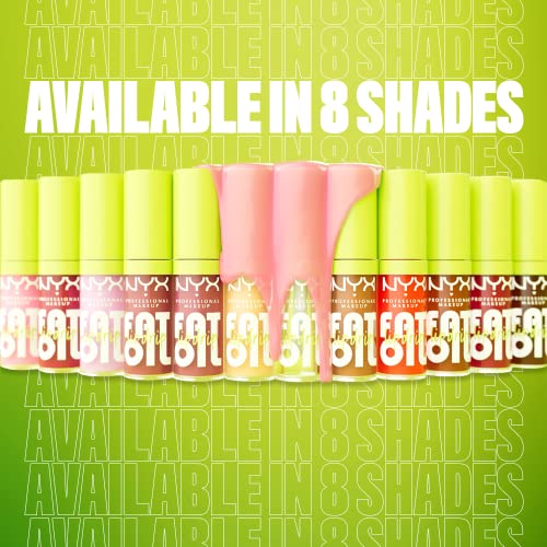 NYX PROFESSIONAL MAKEUP Fat Oil Lip Drip, Moisturizing Lip Oil Gloss, Vegan Tinted Formula, Up to 12 HR Hydration - Missed Call (Sheer Pink)