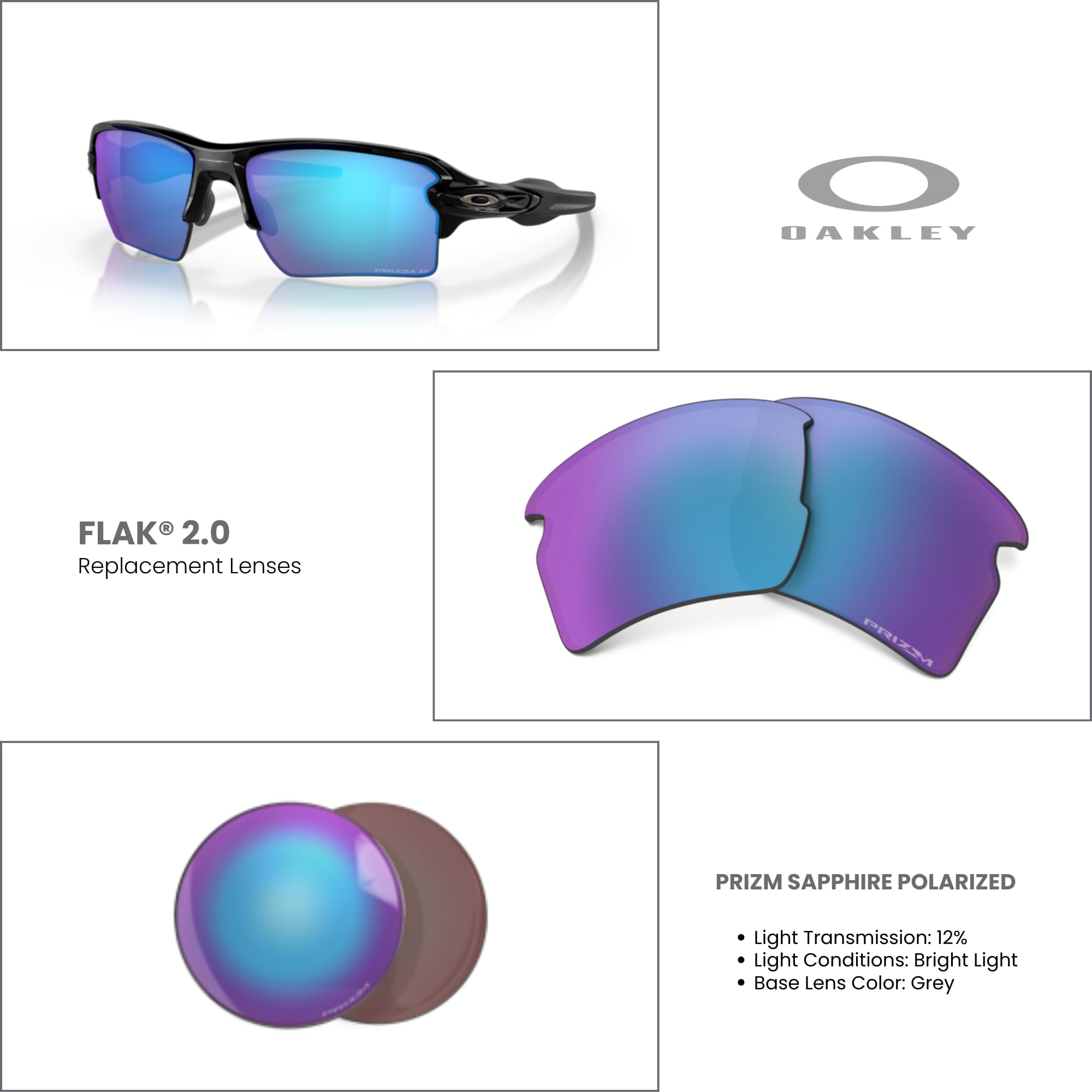 Oakley Authentic Flak 2.0 XL OO9188 Polarized REPLACEMENT Lenses +BUNDLE Bag+ BUNDLE with Designer iWear Kit
