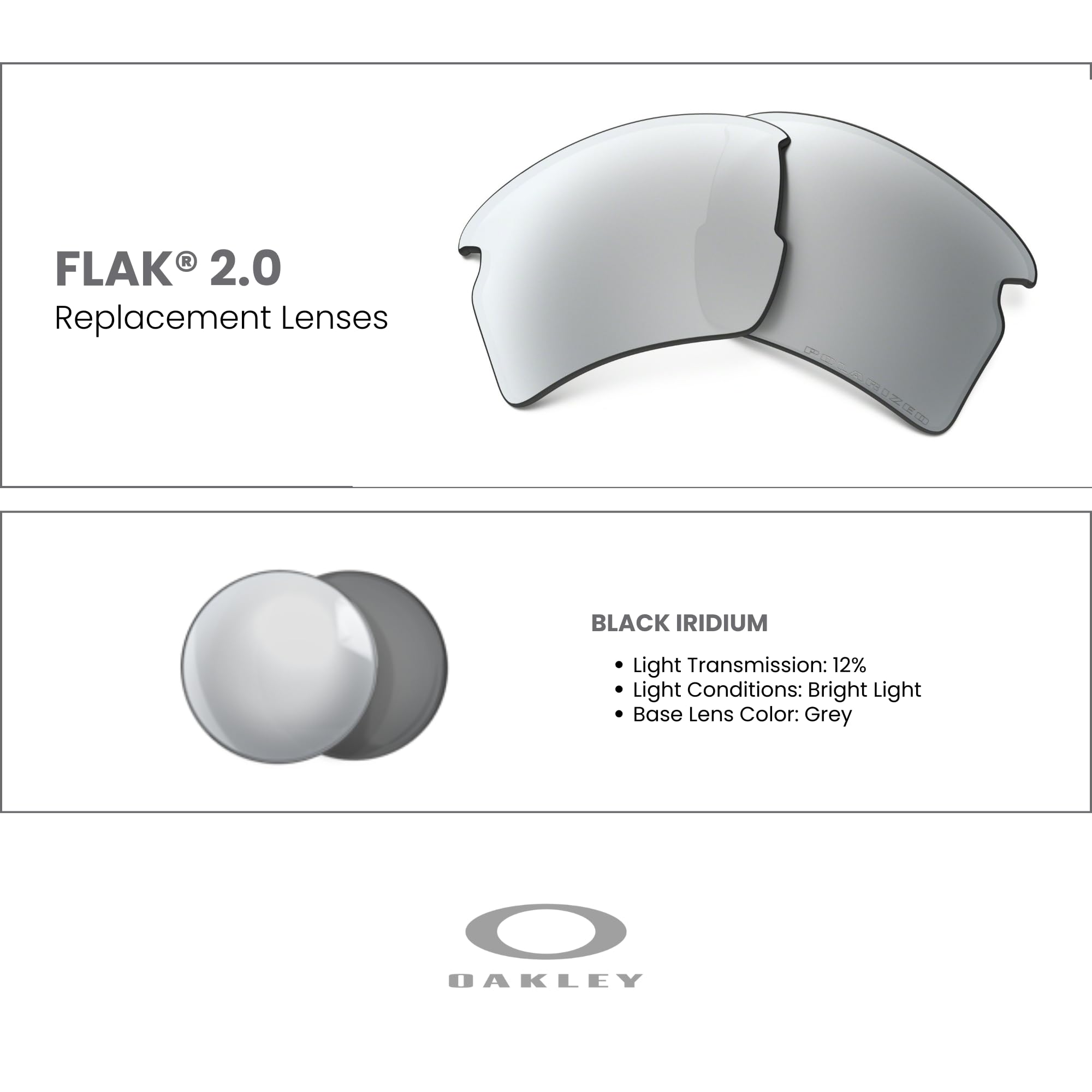 Oakley Authentic Flak 2.0 XL OO9188 Polarized REPLACEMENT Lenses +BUNDLE Bag+ BUNDLE with Designer iWear Kit
