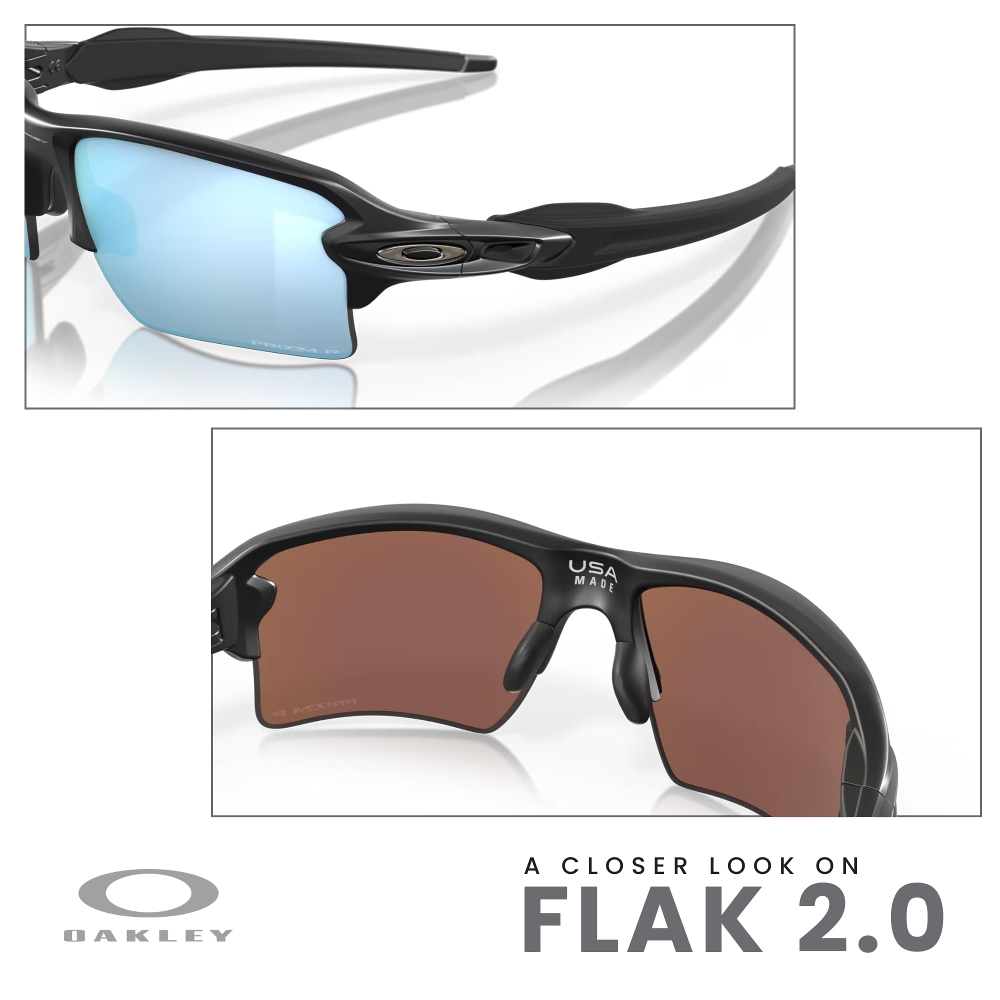 Oakley Flak 2.0 XL OO9188 Rectangle Sunglasses For Men + BUNDLE Leash + Designer iWear Care Kit