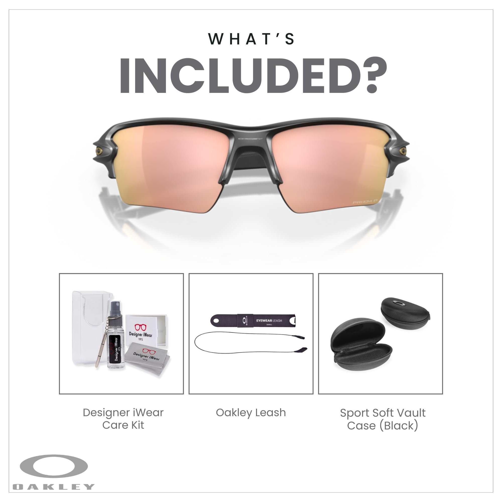 Oakley Flak 2.0 XL OO9188 Rectangle Sunglasses For Men + BUNDLE Leash + Designer iWear Care Kit
