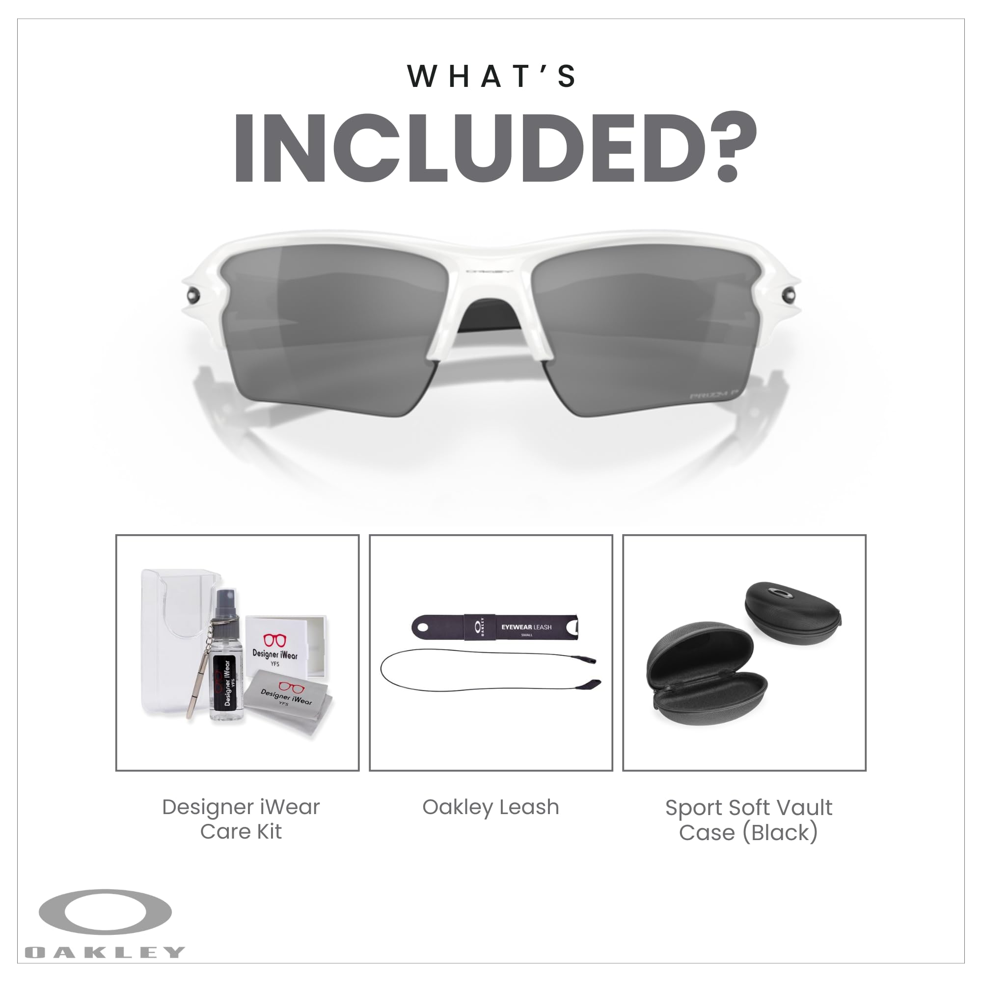 Oakley Flak 2.0 XL OO9188 Rectangle Sunglasses For Men + BUNDLE Leash + Designer iWear Care Kit