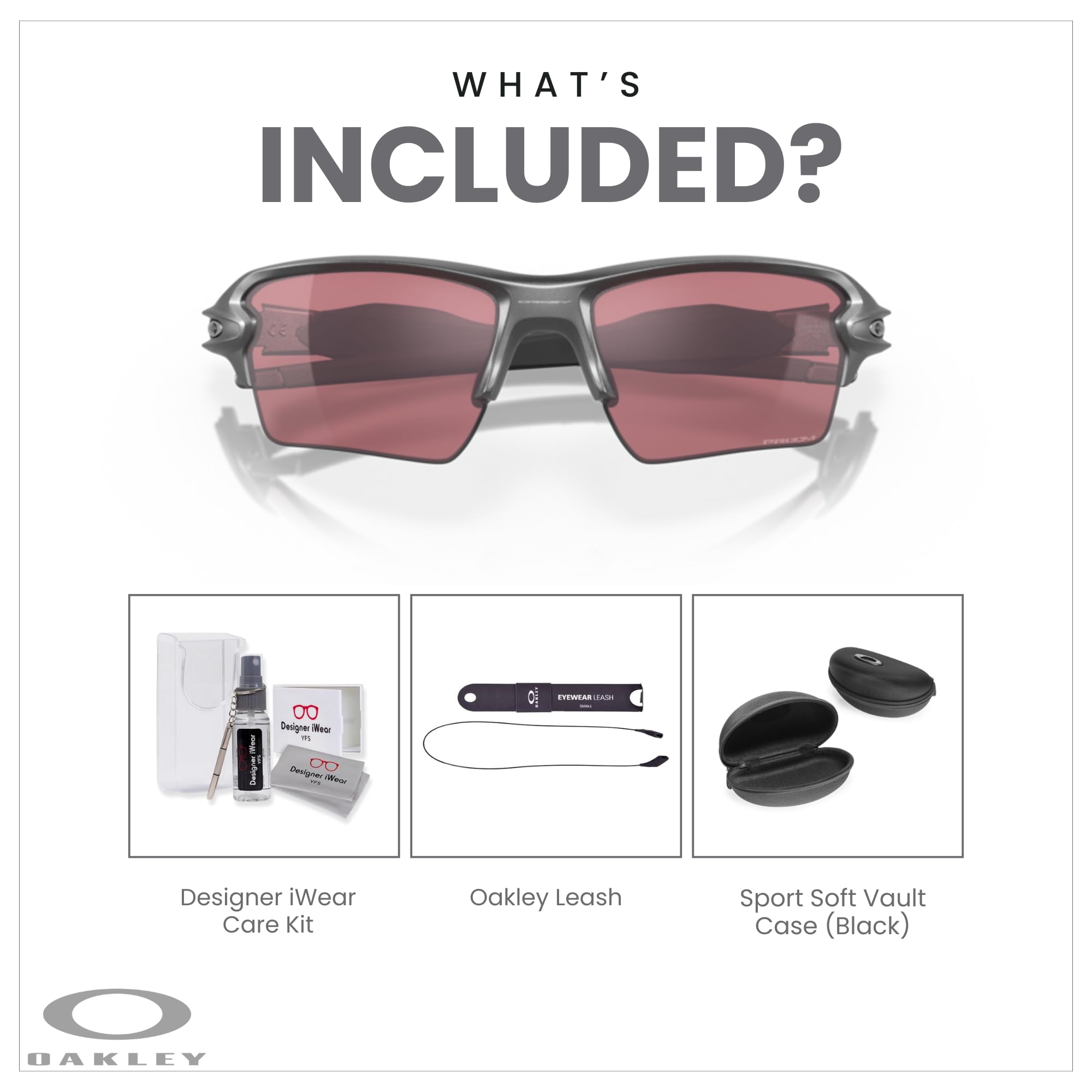 Oakley Flak 2.0 XL OO9188 Rectangle Sunglasses For Men + BUNDLE Leash + Designer iWear Care Kit